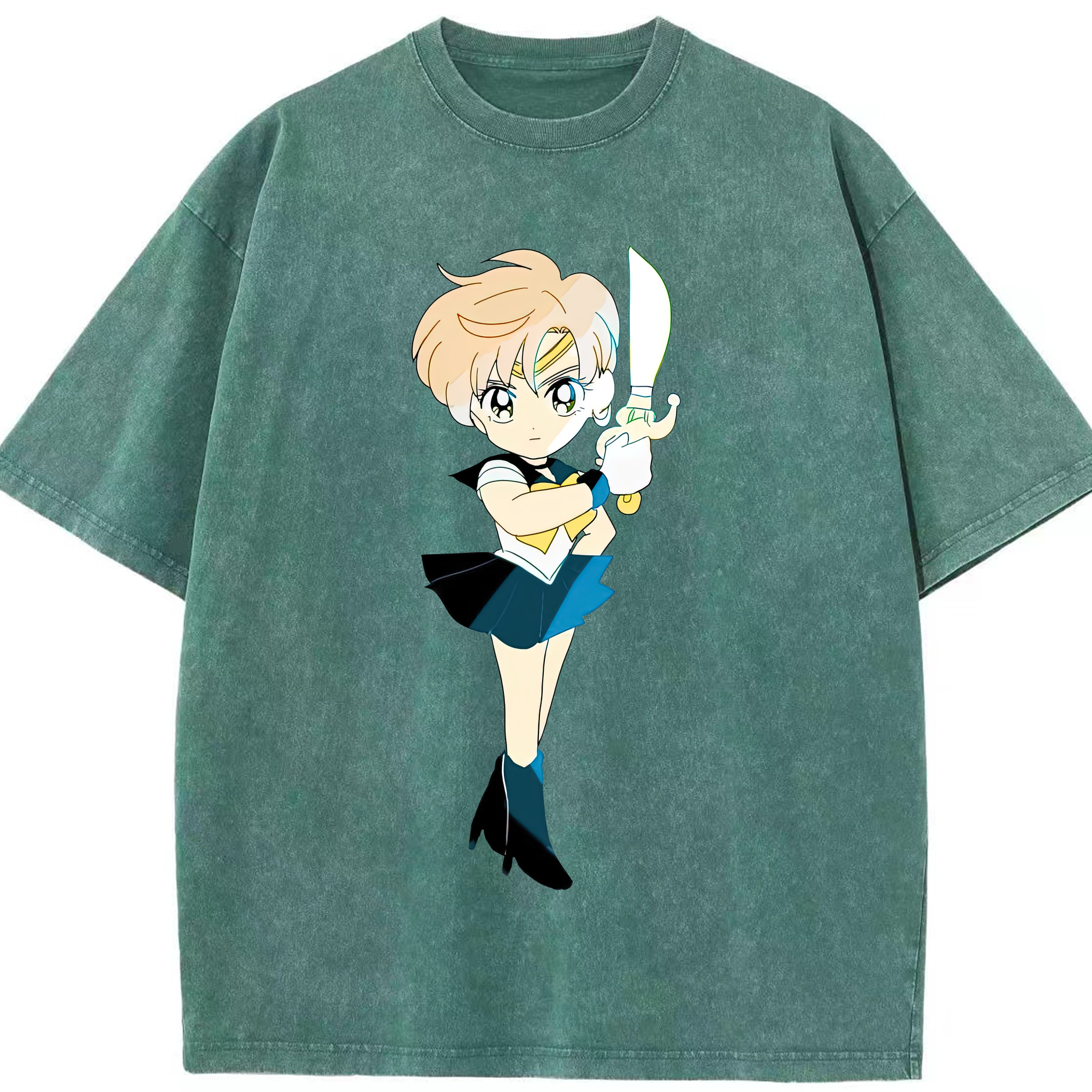 （画像用） 美少女戦士セーラームーン 天王はるか Sailor Moon Tenoh Haruka 綿100% ヴィンテージ風 半袖Tシャツ（フロントプリント）